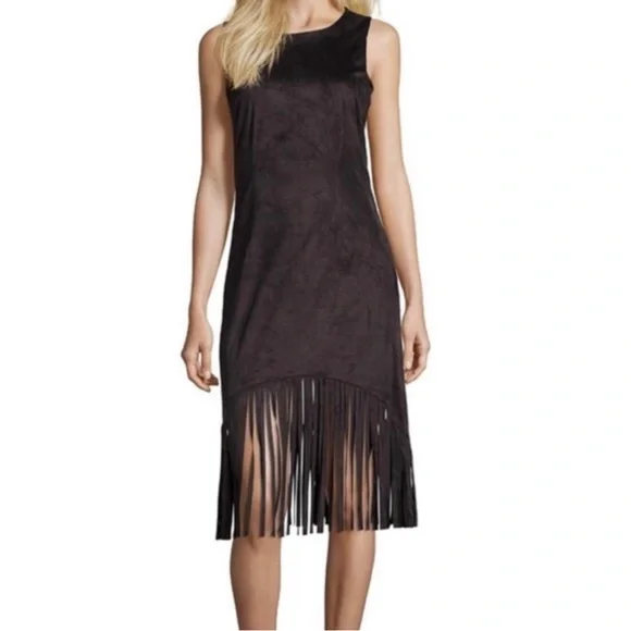 faux leather fringe dress Mesh See Through Maxi Dress main image 0